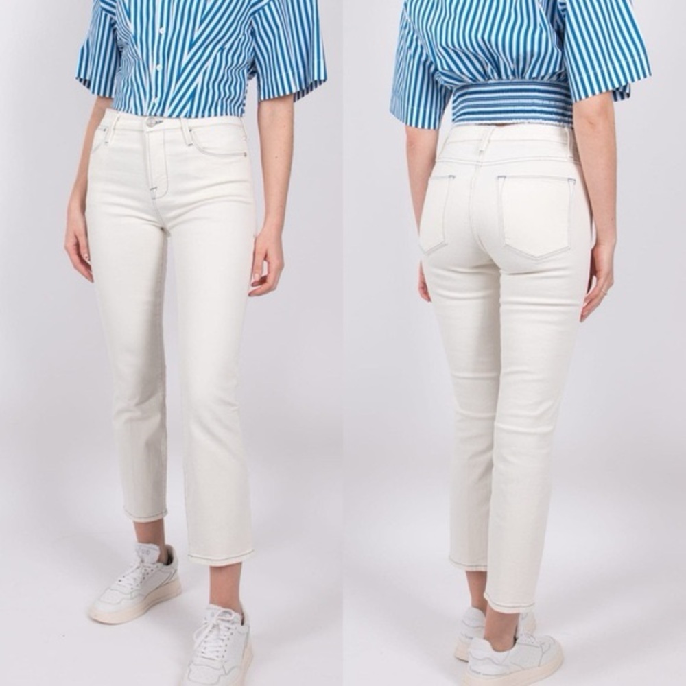 NWOT 🦢 FRAME Denim Le High Straight Jeans in Chalk White Sz 26